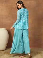 Printed V-Neck Top & Palazzos Co-Ords