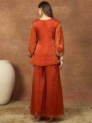 Yoke Design Round Neck Top & Palazzos Co-Ords