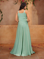 Embroidered Shoulder Straps Gown Ethnic Dresses