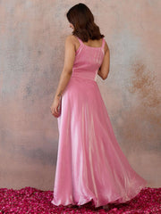 Embellished Shoulder Straps Fit and Flare Maxi Ethnic Dress
