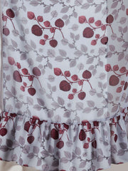 Grey & Burgundy Poly Georgette Printed Ruffled Saree