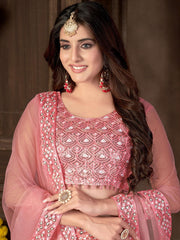 Embellished Sequinned Semi-Stitched Lehenga & Blouse With Dupatta