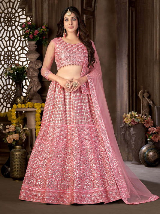 Embellished Sequinned Semi-Stitched Lehenga & Blouse With Dupatta