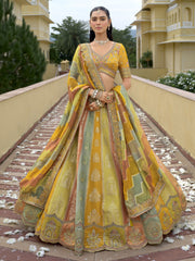 Yellow Multicolored Traditional Embroidery Bridal Lehenga Choli