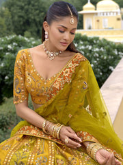 Golden Yellow Traditional Embroidery Bridal Lehenga Choli