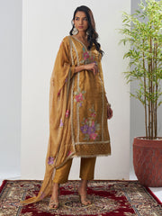 Mustard Fancy Crush Floral Straight Salwar Suit