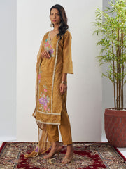 Mustard Fancy Crush Floral Straight Salwar Suit