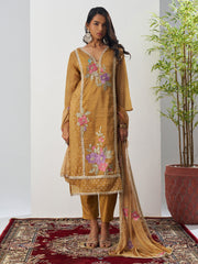 Mustard Fancy Crush Floral Straight Salwar Suit