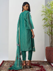 Green Fancy Crush Floral Straight Salwar Suit