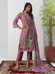 Purple Fancy Crush Floral Straight Salwar Suit