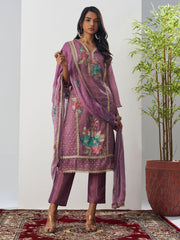 Purple Fancy Crush Floral Straight Salwar Suit