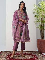 Purple Fancy Crush Floral Straight Salwar Suit