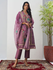 Purple Fancy Crush Floral Straight Salwar Suit