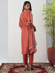 Orange Fancy Crush Floral Straight Salwar Suit