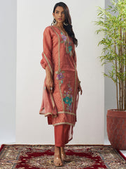 Orange Fancy Crush Floral Straight Salwar Suit