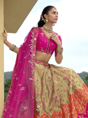 Pink And Gold Traditional Embroidery Bridal Lehenga Choli