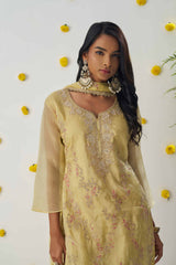 Marvelous Yellow Embroidered Readymade Salwar Kameez