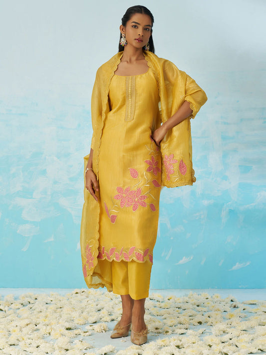 Yellow Embroidery Salwar Kameez Suit