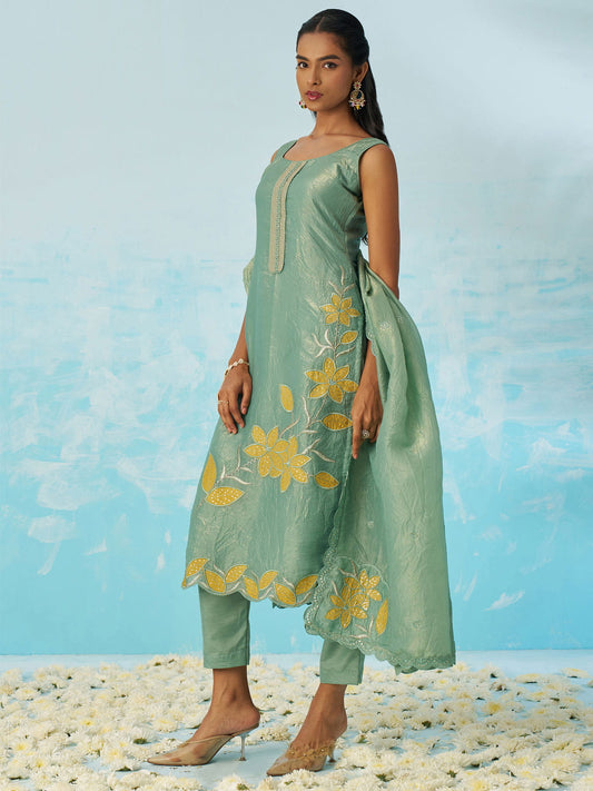 Sea Green Embroidery Salwar Kameez Suit