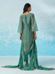 Green Pant Suit With Dupatta