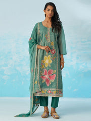 Green Pant Suit With Dupatta