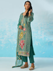 Green Pant Suit With Dupatta