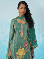 Green Pant Suit With Dupatta