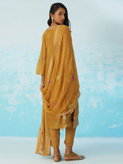 Mustard Yellow Pant Suit With Dupatta