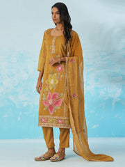 Mustard Yellow Pant Suit With Dupatta
