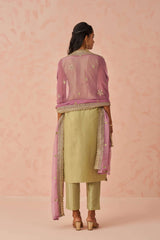 Pista Green Floral Embroidered Silk Festive Wear Pant Suit
