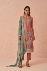 Peach Sequins Work Silk Event Wear Pant Suit With Dupatta