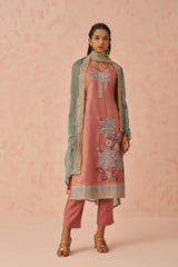 Peach Sequins Work Silk Event Wear Pant Suit With Dupatta