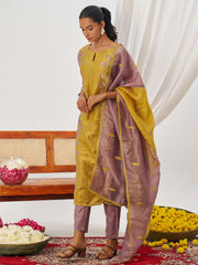 Mustard and Mauve Fancy Crush Pant Style Salwar Suit