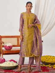 Mustard and Mauve Fancy Crush Pant Style Salwar Suit