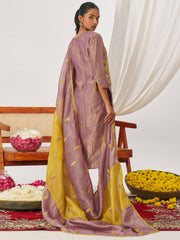 Mustard and Mauve Fancy Crush Pant Style Salwar Suit