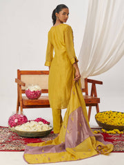 Mauve and Mustard Fancy Crush Pant Style Salwar Suit