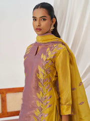 Mauve and Mustard Fancy Crush Pant Style Salwar Suit