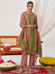 Pink and Green Fancy Crush Pant Style Salwar Suit