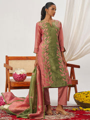 Pink and Green Fancy Crush Pant Style Salwar Suit