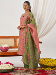 Green and Pink Fancy Crush Pant Style Salwar Suit