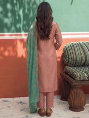Pink Firozi Floral Embroidered Straight Cut Suit