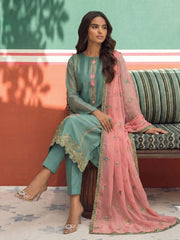 Firozi Pink Floral Embroidered Straight Cut Suit