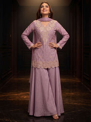 Lavender Color Chinnon Silk Palazzo Style Dress