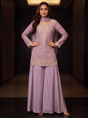 Lavender Color Chinnon Silk Palazzo Style Dress