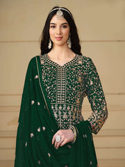 Green Sequence Embroidery Georgette Anarkali Suit