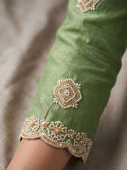 Green Color Chinnon Silk Palazzo Style Dress