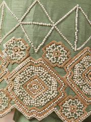 Green Color Chinnon Silk Palazzo Style Dress