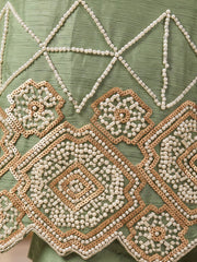 Green Color Chinnon Silk Palazzo Style Dress