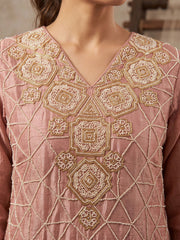 Peach Color Chinnon Silk Palazzo Style Dress