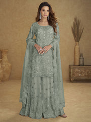 Mint Green Embroidered Wedding Palazzo Suit
